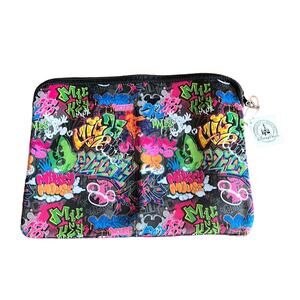 Walt Disney World Parks Graffiti Print Reversible Laptop Sleeve Case NWT